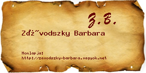 Závodszky Barbara névjegykártya